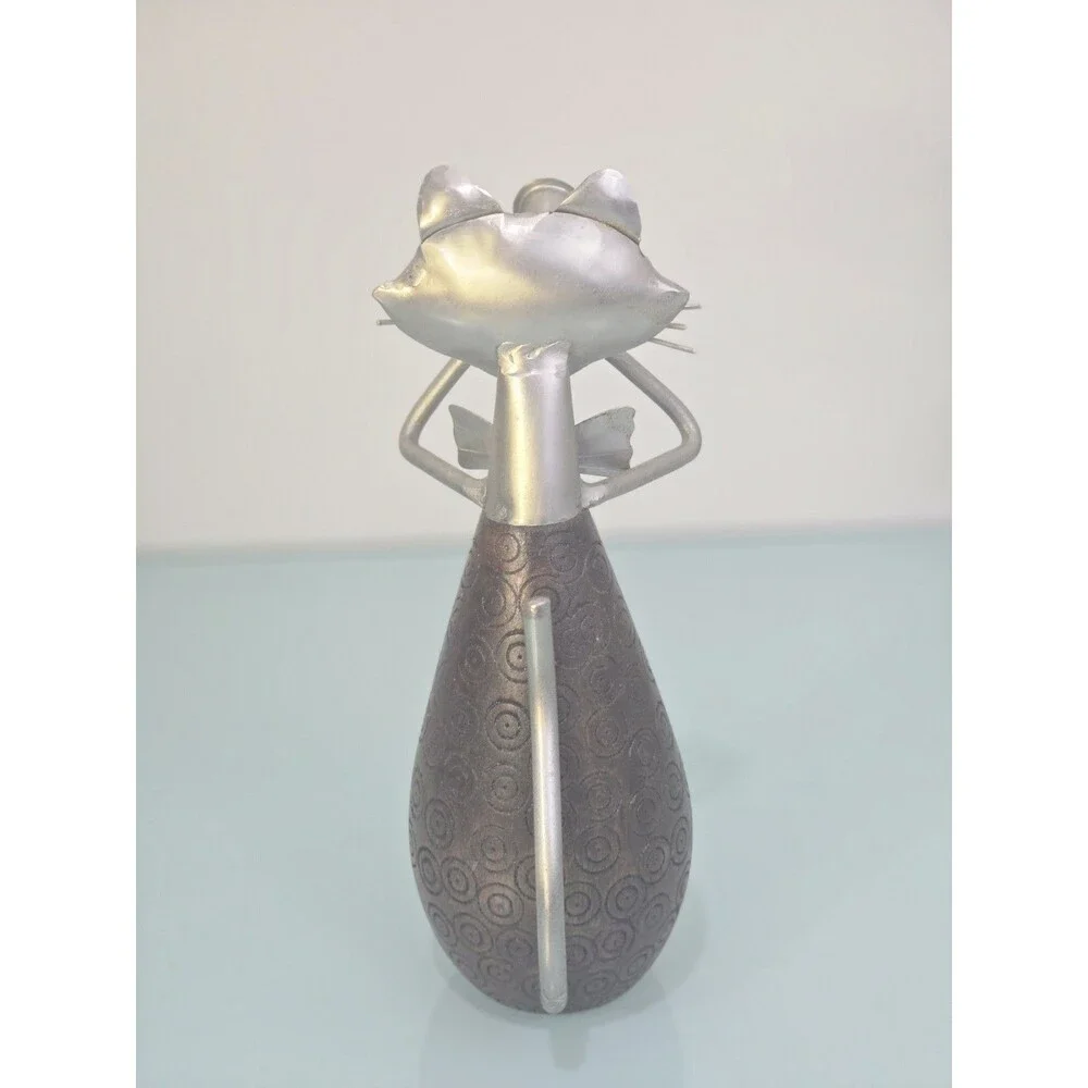 Pier 1 Jazz Cat Figurine Trumpet Wood Metal